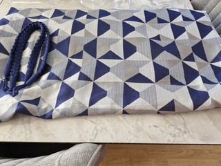 Blue Patterned Pencil Pleat Curtains 66x72 Inch With Tie Backs