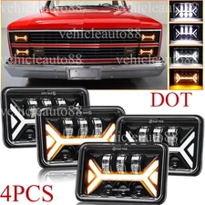4pcs 4x6" LED Headlights HI-LO DRL Combo Beam Lamp Fit Chevy C10 K10 Blazer Ford