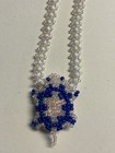 BEAUTIFUL HANDMADE BLUE AND WHITE SEED BEAD TURTLE NECKLACE B2-16 — photo 6