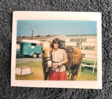 Vintage Polaroid Photo Pretty Teenage Girl Brunette With Beautiful Horse Country
