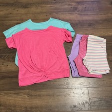 Girls Medium 7/8 - Set of 5 - 2 Short Sleeve and 3 Pair of Shorts