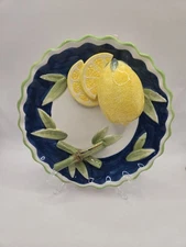 Vintage Bella Casa By Ganz Majolica Ceramic Lemon Bamboo 3D KITCHY Wall Art