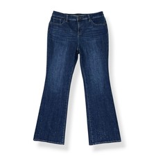 Chicos Jeans Women 2.5/12 34x30.5 Blue So Slimming Girlfriend Flare Rhinestone