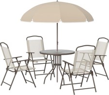 Outsunny 6 Piece Garden Dining Set with Umbrella, Patio Sets with Parasol with 4