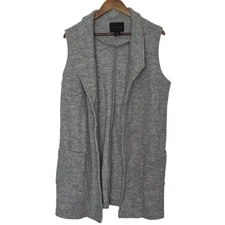 Tahari Wool Blend Sleeveless Duster Vest Coatigan Gray Size Large