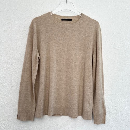Jenni Kayne Recycled Boyfriend Crewneck Sweater Women Small Tan Luxury Minimal