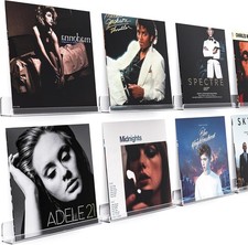 8 Pack Vinyl Record Shelf Wall Mount, 12 inch Album Record Holder Display, Clear