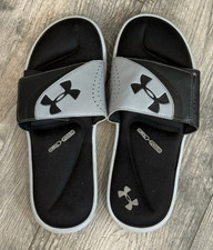 Men's Under Armour Ignite VI 3022711-002 Gray Black Slides Sandals Size 10