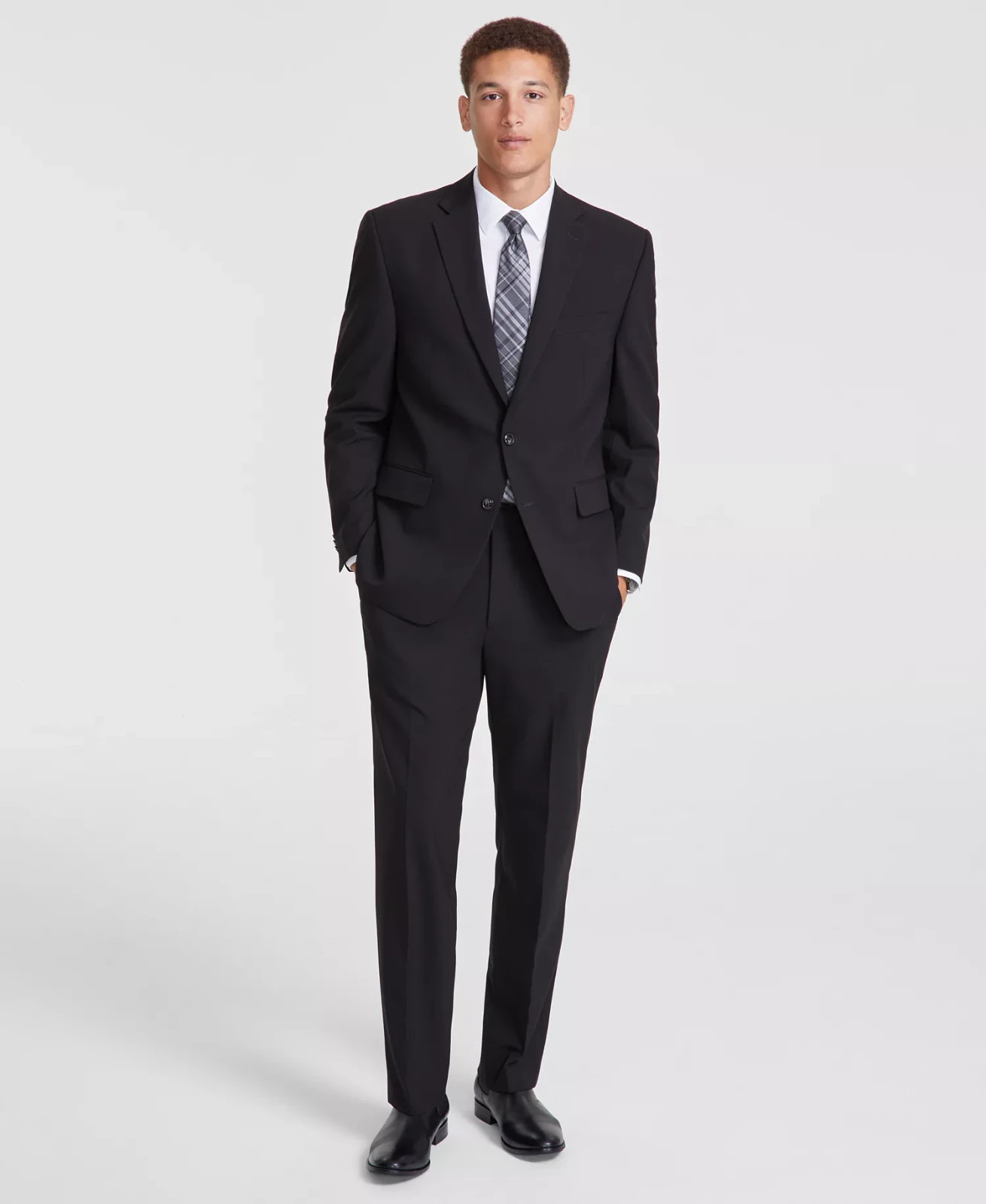 $395 Perry Ellis Men's Black Modern Fit Solid Nested Suit 48 R 42 x 32 yjl0926b