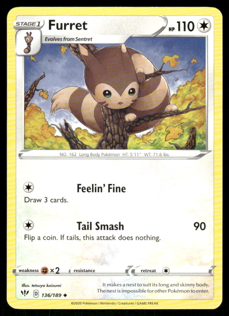 Furret 136/189 - Darkness Ablaze - Uncommon NM