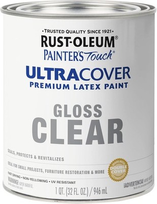 Rust-Oleum 242057 Painter's Touch Latex 1 Quarts (Pack of 1), Gloss Clear 