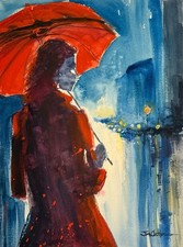 Rainy Day Painting - Original Watercolor - Moody - 15"x11"