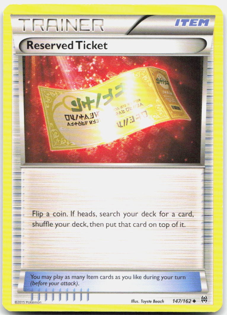 Reserved Ticket 147/162 Uncommon BREAKthrough Pokemon MP