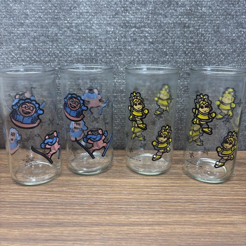 Jim Henson Muppet Babies 1989 Glasses Kraft Jelly Jar Vintage Set 4 Miss Piggy