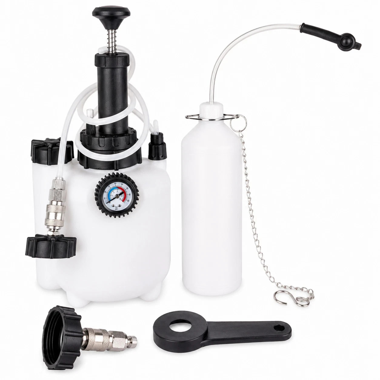 3L Brake Bleeding Kit with 1L Clutch Filler – Manual Pump, Gauge & 45mm Adapter - Image 2
