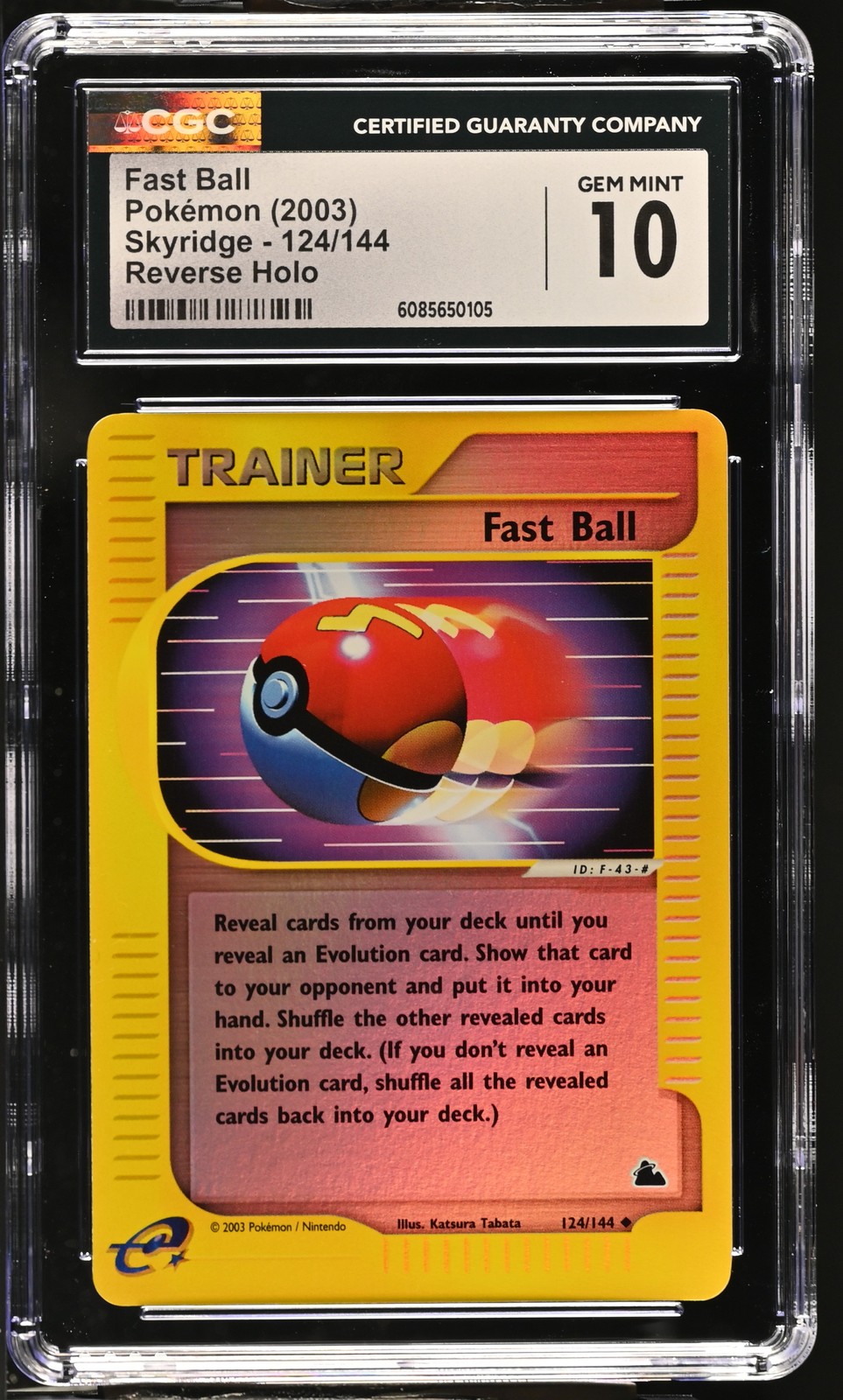 CGC 10 GEM MINT Fast Ball 2003 Skyridge 124/144 Reverse Holo Pokemon Card