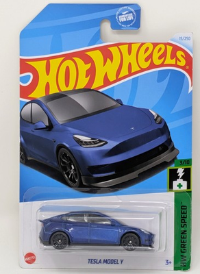 #ad Hot Wheels 2024 HW Green Speed 3 10 Blue Tesla Model Y #15 $9.88