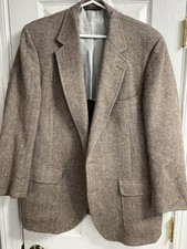 Land's End Vintage Gray Herringbone Tweed 44R Sport Coat Charter Collection