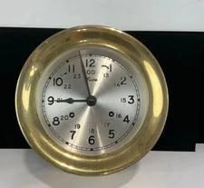 Chelsea/Boston Vintage Brass Ship&rsquo;s Bell Strike Clock 24H/Military 6" Dial