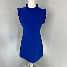Alice + Olivia Blue Ruffle Mock Neck Sleeveless Mini Dress Size 2