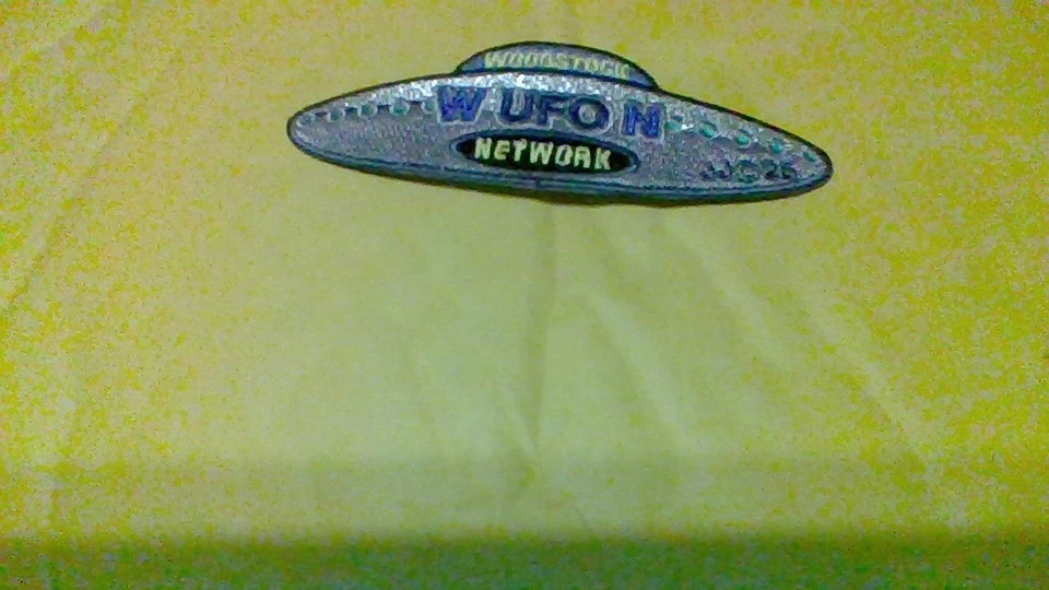 cloth emblem patch  WUFON Woodstock UFO Network 4" wide 1 3/4" high saucer shape - Image 2 of 4