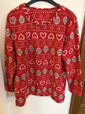 Ladies Christmas Red Candy Canes Xmas Pyjama Top Jumper XL
