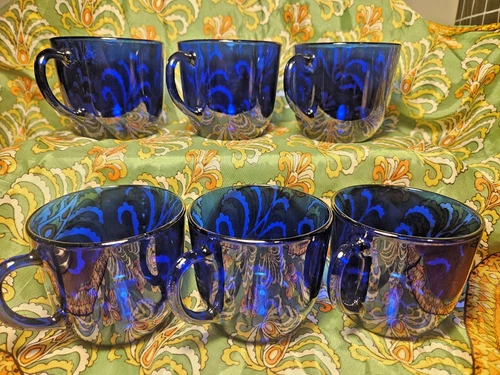 Set Of 2 Cobalt Blue Coffee Tea Mugs Glasses