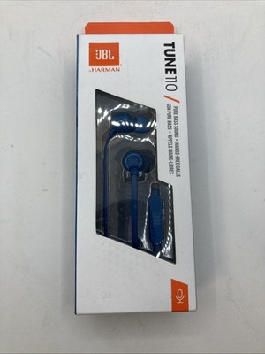 JBL Tune110 Harman Blue Pure Bass Sound Hands-Free Calls Tangle-Free With Mic Nt