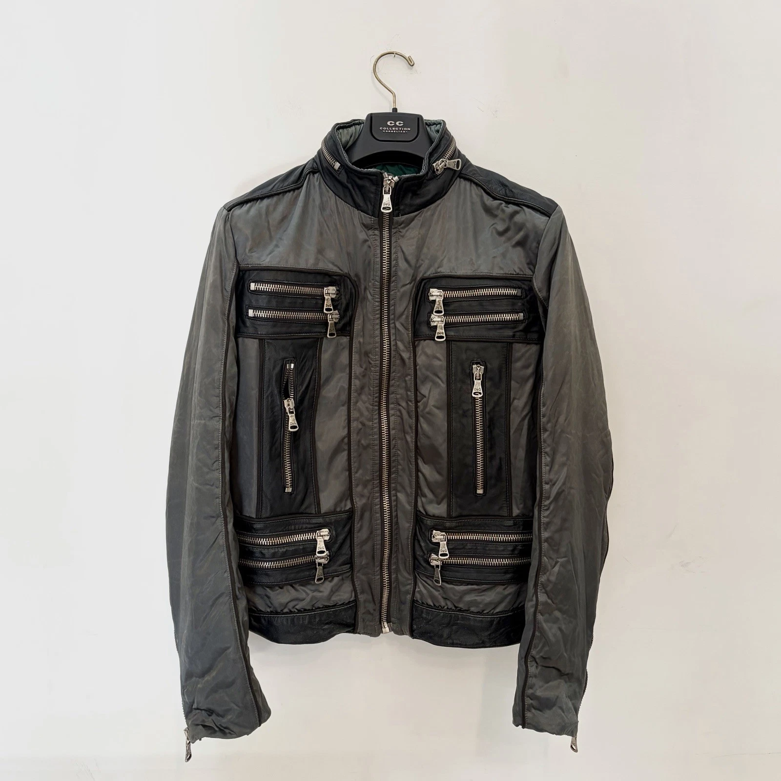 Dolce Gabbana — *HOT UNSEX D&G DOLCE GABBANA MULTI ZIP BOMBER GRAY LAMBSKIN LEATHER Jacket 52 M