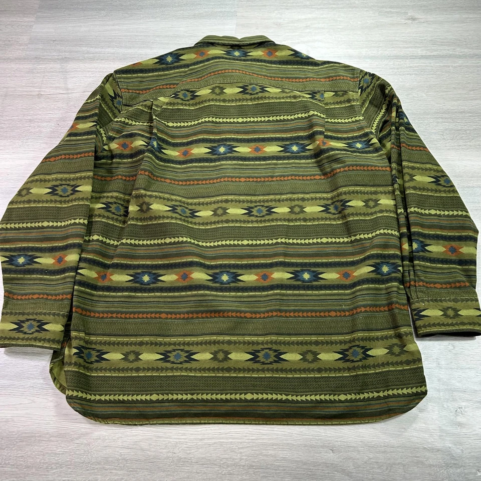 Cabela's Shirt Mens XL Tall Green Flannel Southwestern Aztec Button Down Pocket - Image 2 of 4