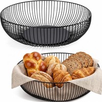 Obstschale Brotkorb Obstkorb Metall Drahtkorb KüChe 2 StüCk Schwarz 28Cm 8Cm