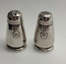 ANTIQUE PRR PENNSYLVANIA RAILROAD DINING CAR SILVERPLATE SALT & PEPPER SHAKERS