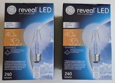 Lot of 2 GE Lighting 37304 40W Reveal LED G25 Dimmable Light Bulb Long Life NEW