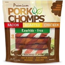 Premium Assorted Flavors Rawhide-Free Twists Dogs 6 inch 12 Count