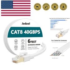 Cat8 Ethernet Cable, Outdoor&Indoor, 6 FT Heavy Duty High Speed Cat 8 LAN Net...