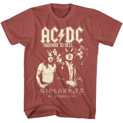 ACDC Offizielles Highway To Hell Texas Herren T-Shirt Terracotta Kurzarm