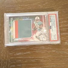 Panini Origins 2021 Jaylen Waddle Dolphins Rookie Jumbo Jerseys Red /75 PSA 8