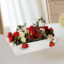 Bac à fleurs en bois vintage rustique rectangulaire multifonctionnel avec