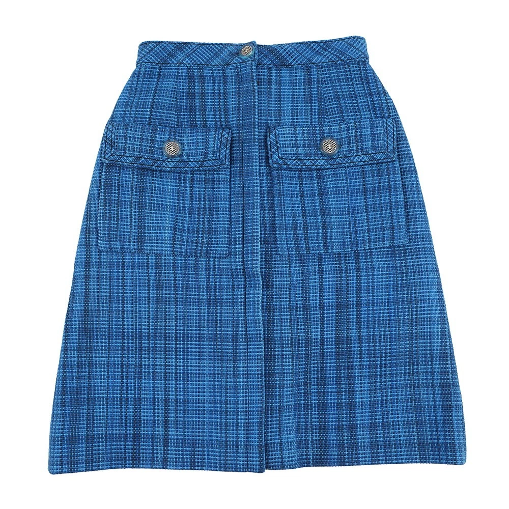 Chanel — CHANEL 2020 Resort Collection Checkered Tweed Skirt Size 34 Cotton53%/Wool 3...