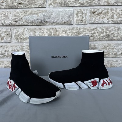 Balenciaga Speed Runner 2.0 Black With Red Graffiti Sole 