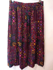 31" Koret USA Vintage Sz M Union Made Midi Skirt Dark Pink Floral Jewel Tone