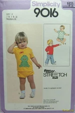 VTG 70s Simplicity 9016 Baby Toddler 1-3 Lap Shoulder Shirt Pants Shorts Pattern