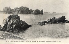 cpa Bretagne - Port Blanc - l'île d'illiec et le château Ambroise Thomas