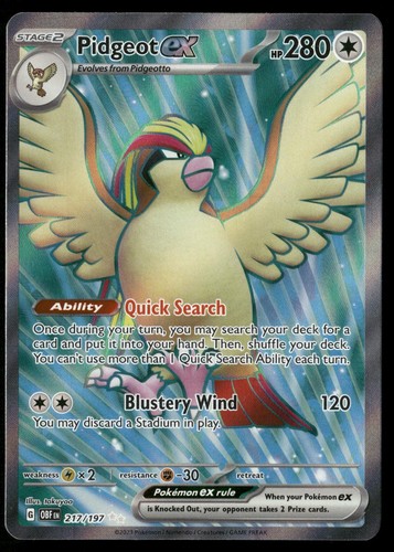Pokemon Pidgeot ex Obsidian Flames Holo 217/197 Ultra Rare Near Mint
