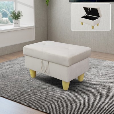 28.5'' White Flannel Living Room Sofa Set Ottoman