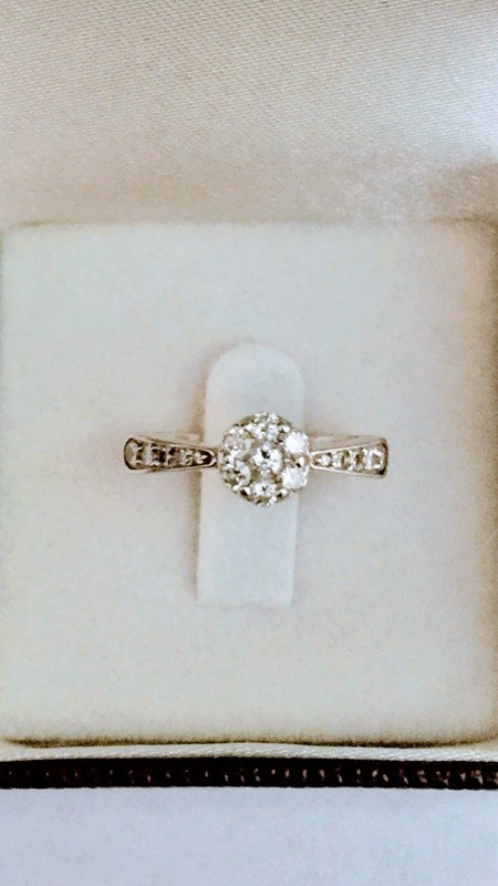 14k W/G .50ct  Diamond Cluster Ring sz 6