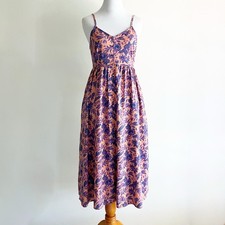 Universal Thread Midi Sundress Sz Small Floral Print Tie Cut Out Pockets Button