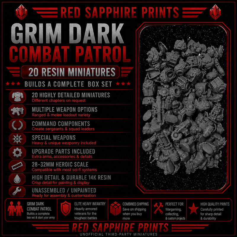 Space Marine Combat Patrol – 20 Resin Proxy Miniatures + Weapon Options