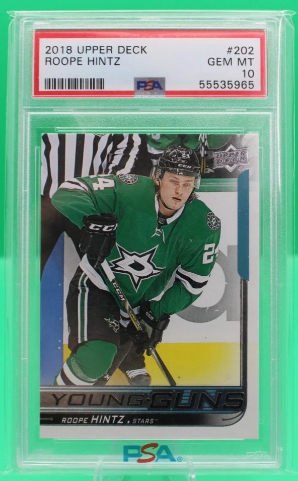 2018 Upper Deck #202 Roope Hintz Young Guns RC Rookie PSA 10 Dallas Stars