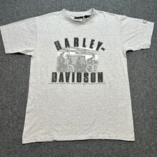 Harley Davidson Shirt Sz M Mens Gray Biker 100th Anniversary Graphic Made in USA
